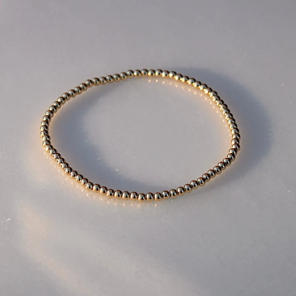 2.5mm Gold Bead Bracelet - 14k Gold Filled