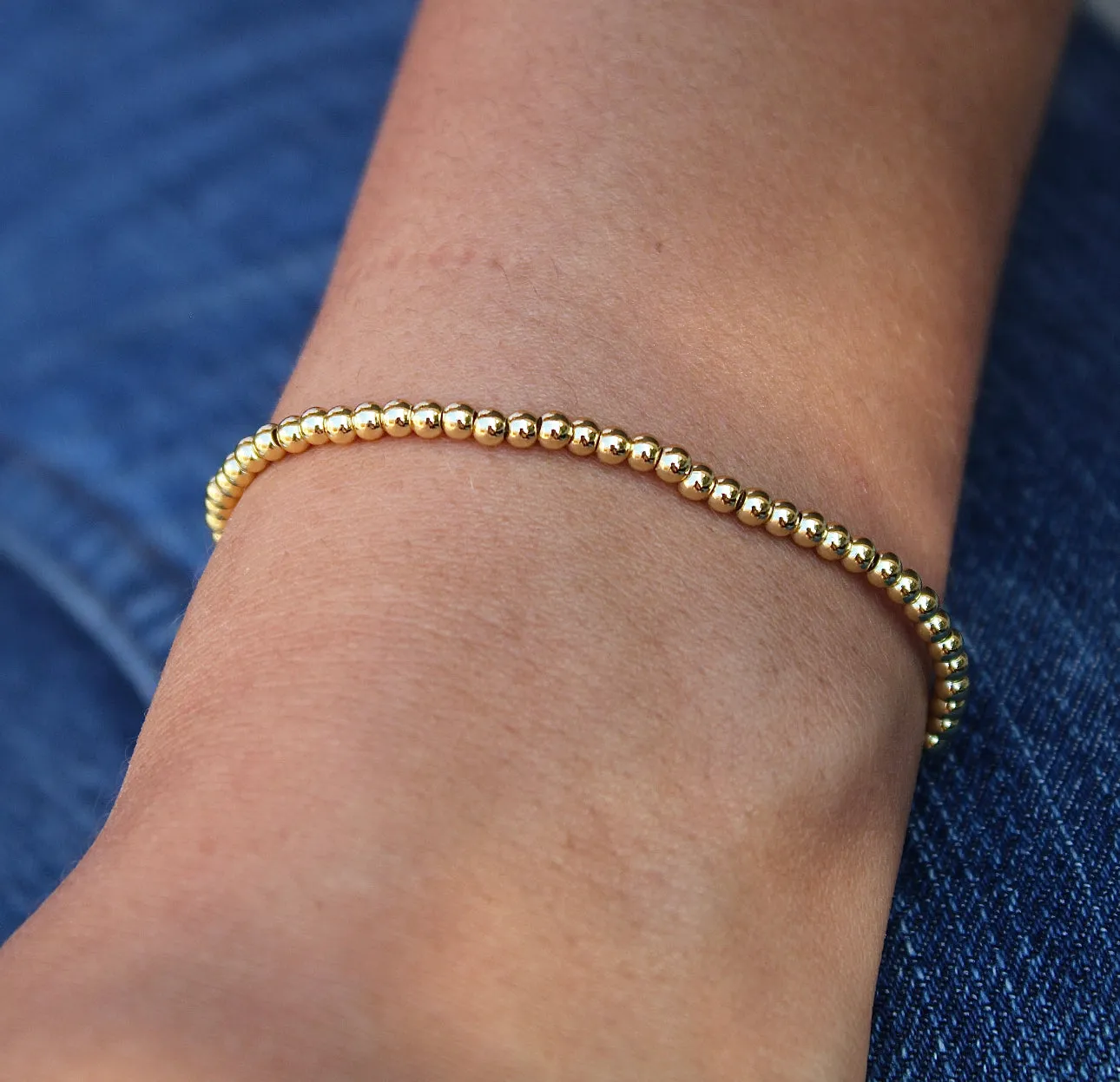 2.5mm Gold Bead Bracelet - 14k Gold Filled