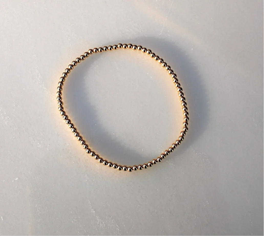 2.5mm Gold Bead Bracelet - 14k Gold Filled