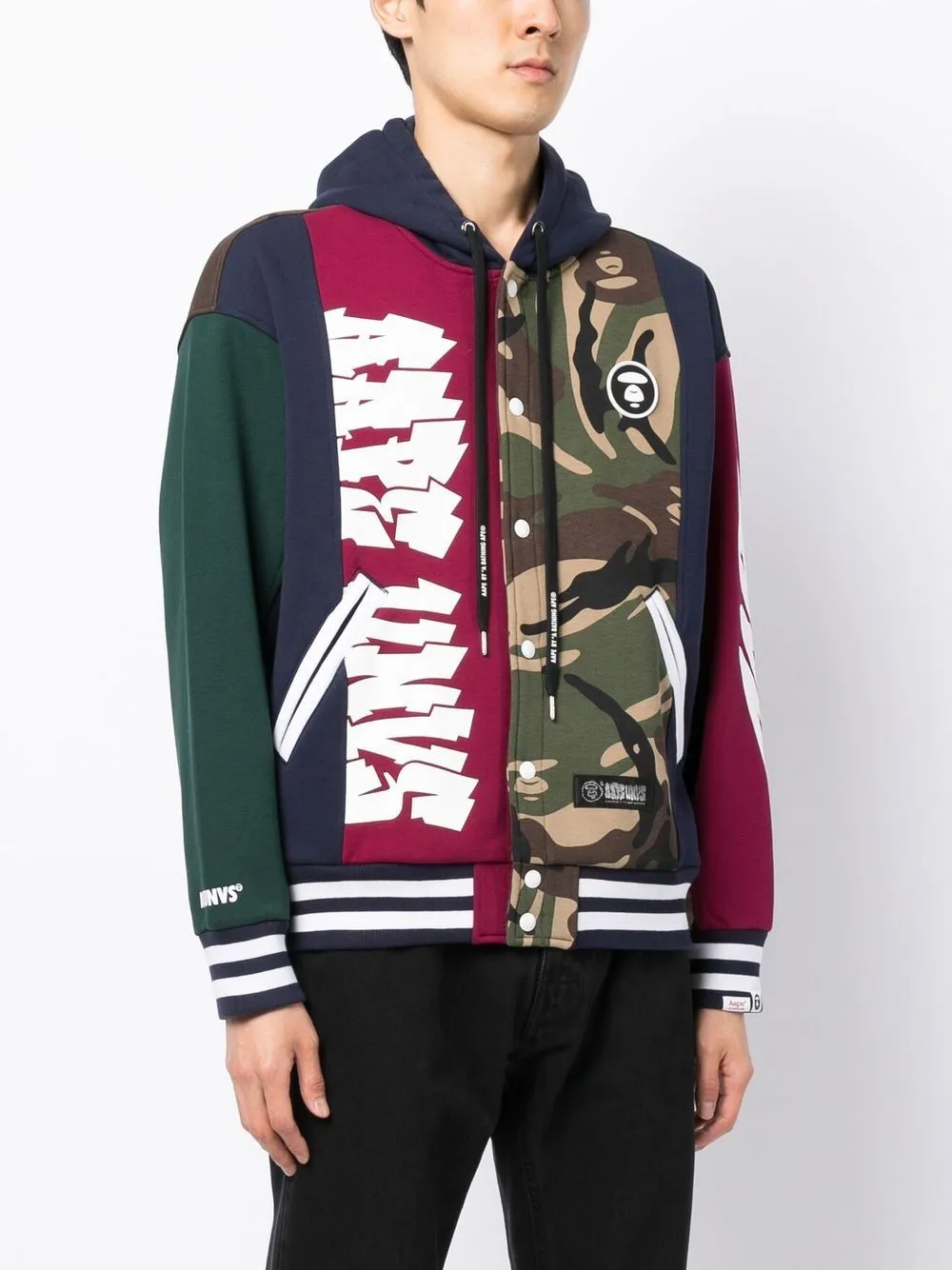 AAPE BY *A BATHING APE® panelled button-up hoodie
