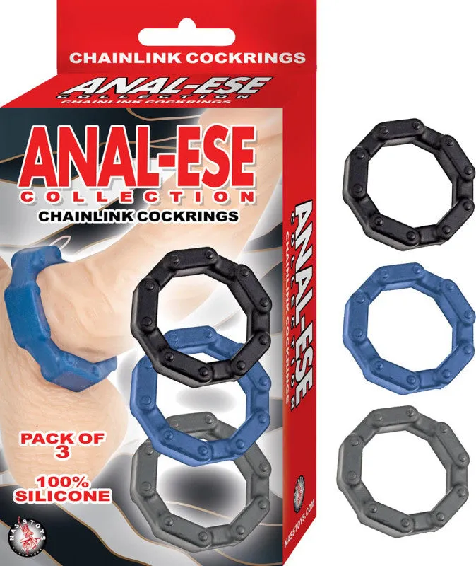 Anal-Ese Chainlink rings - Black/blue/grey