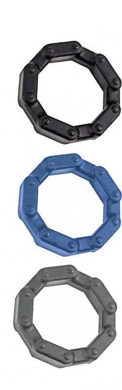 Anal-Ese Chainlink rings - Black/blue/grey