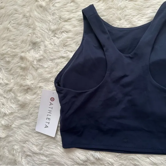 Athleta Sports Bra Conscious Crop Bra In Powervita D-DD Navy XS NWT New