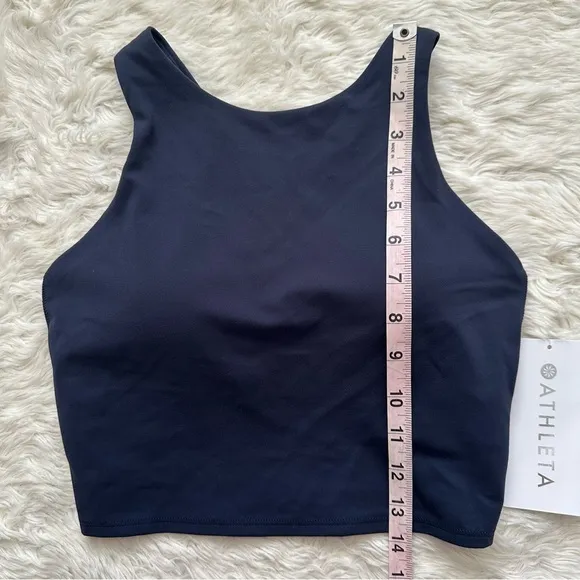Athleta Sports Bra Conscious Crop Bra In Powervita D-DD Navy XS NWT New