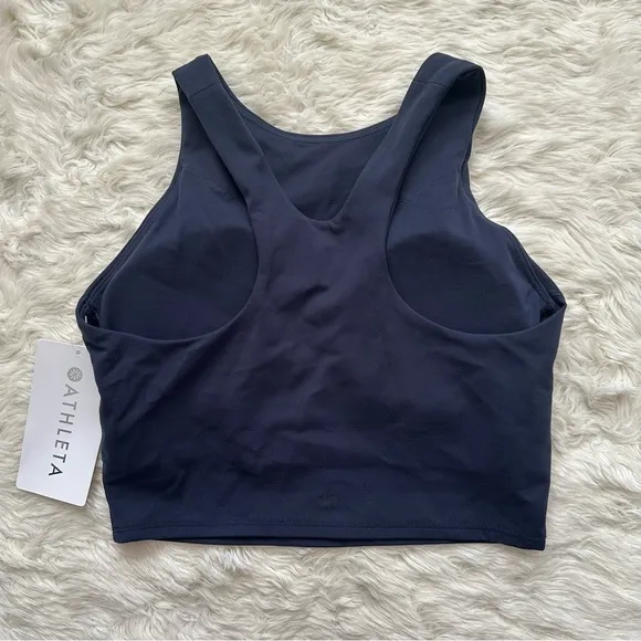 Athleta Sports Bra Conscious Crop Bra In Powervita D-DD Navy XS NWT New