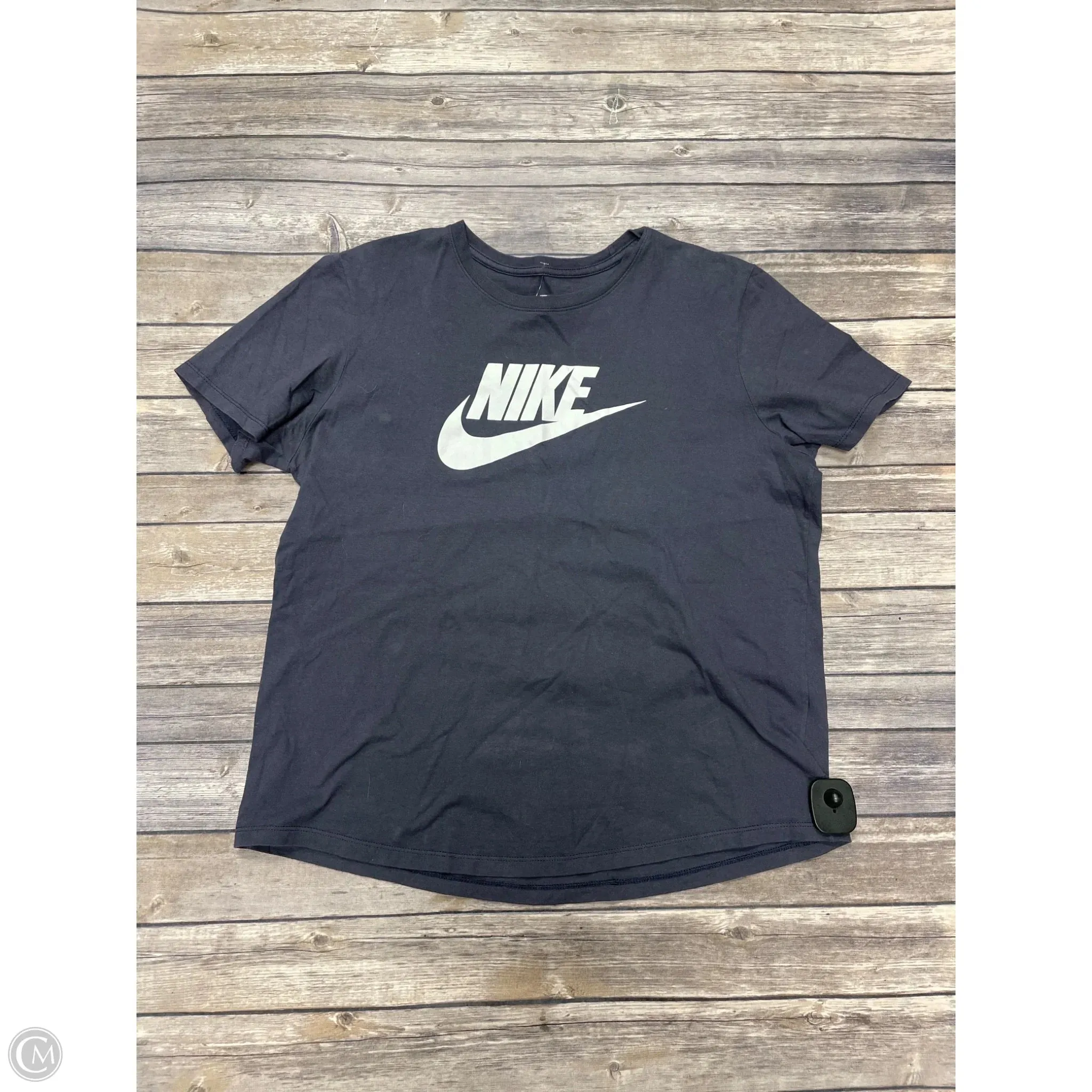 Athletic Top Short Sleeve By Nike In Blue, Size: L
