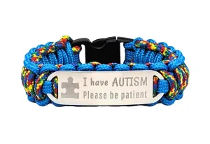 Autism 275 Paracord Bracelet for Kids & Adults with Custom Engraved Stainless Steel ID Tag