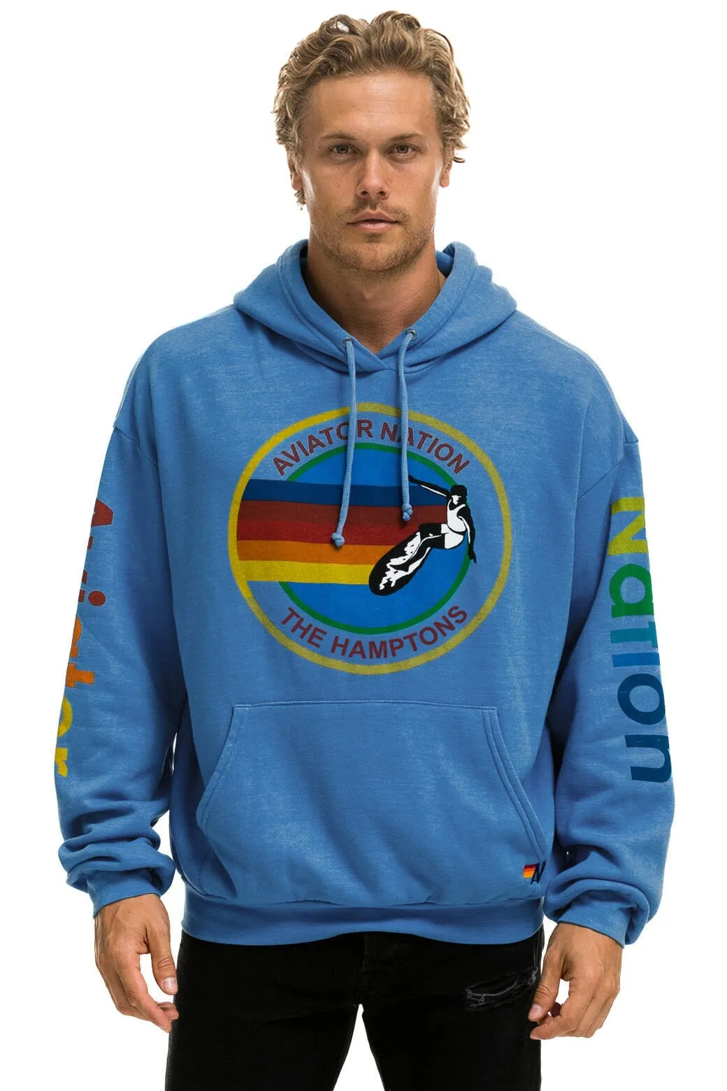AVIATOR NATION HAMPTONS RELAXED PULLOVER HOODIE - COBALT