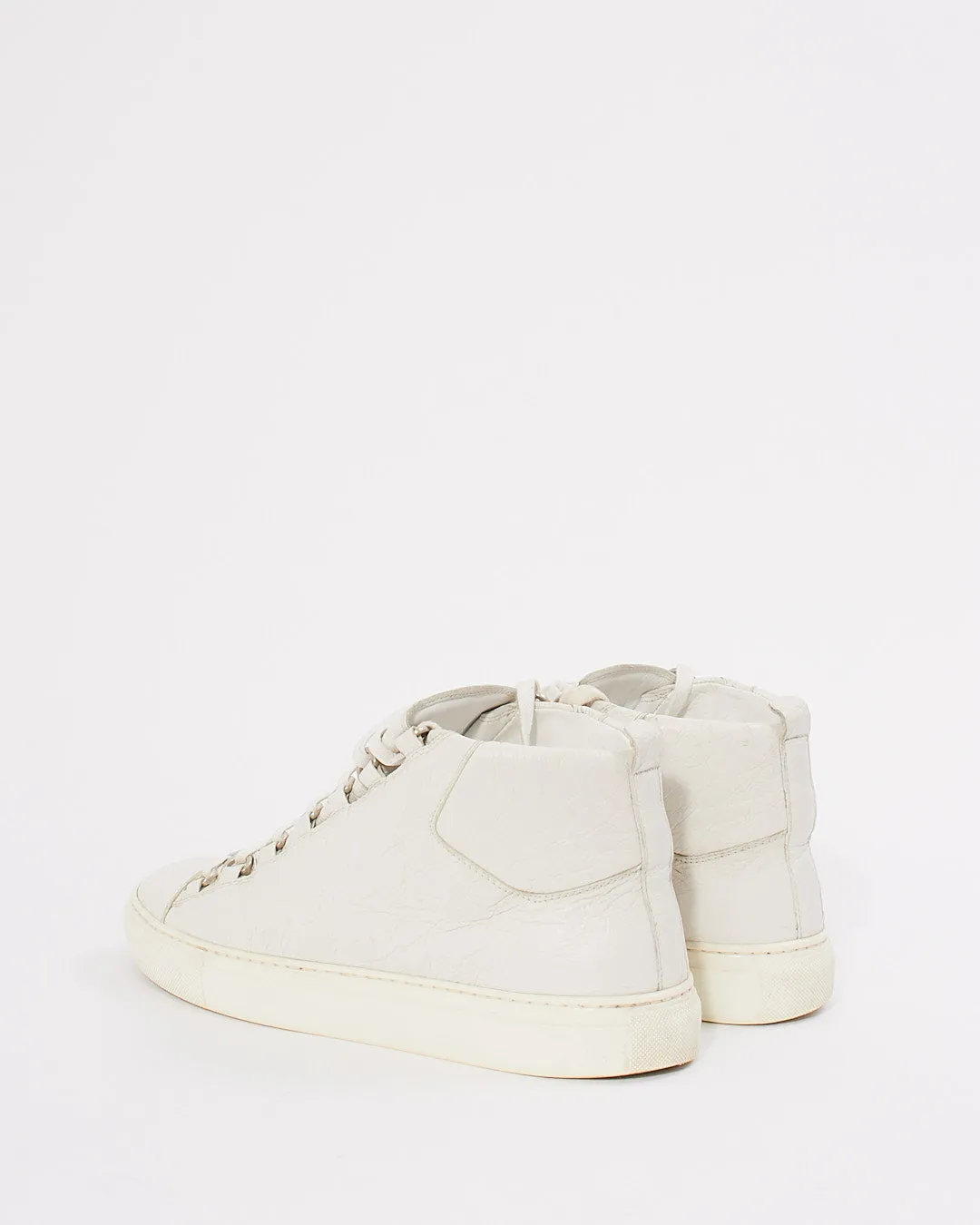 Balenciaga White Crinkle Leather Arena Sneakers - 39