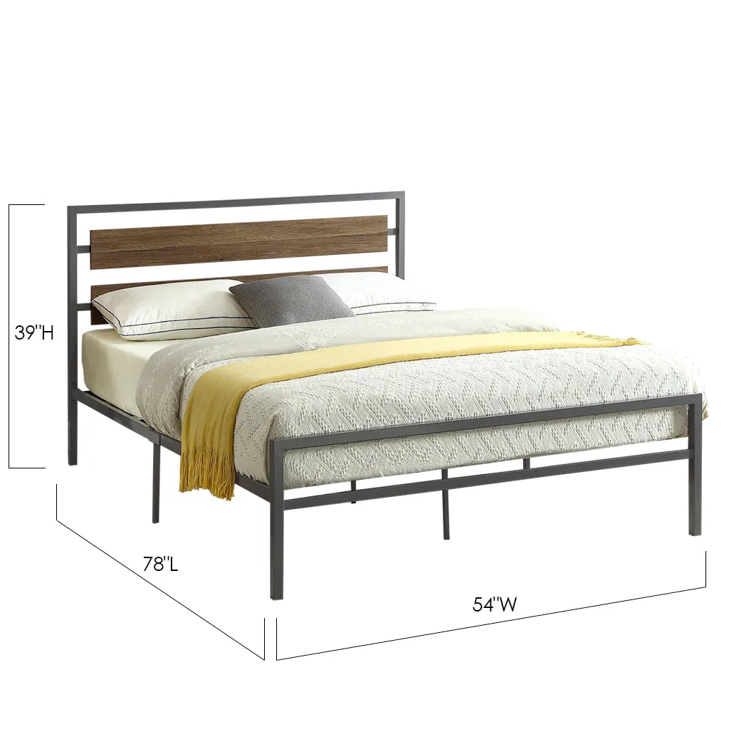 Bebelelo Elania Wood Panel Platform Double Bed with Steel Frame