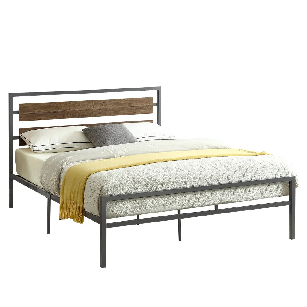 Bebelelo Elania Wood Panel Platform Double Bed with Steel Frame