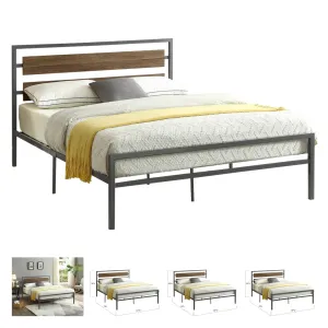 Bebelelo Elania Wood Panel Platform Double Bed with Steel Frame