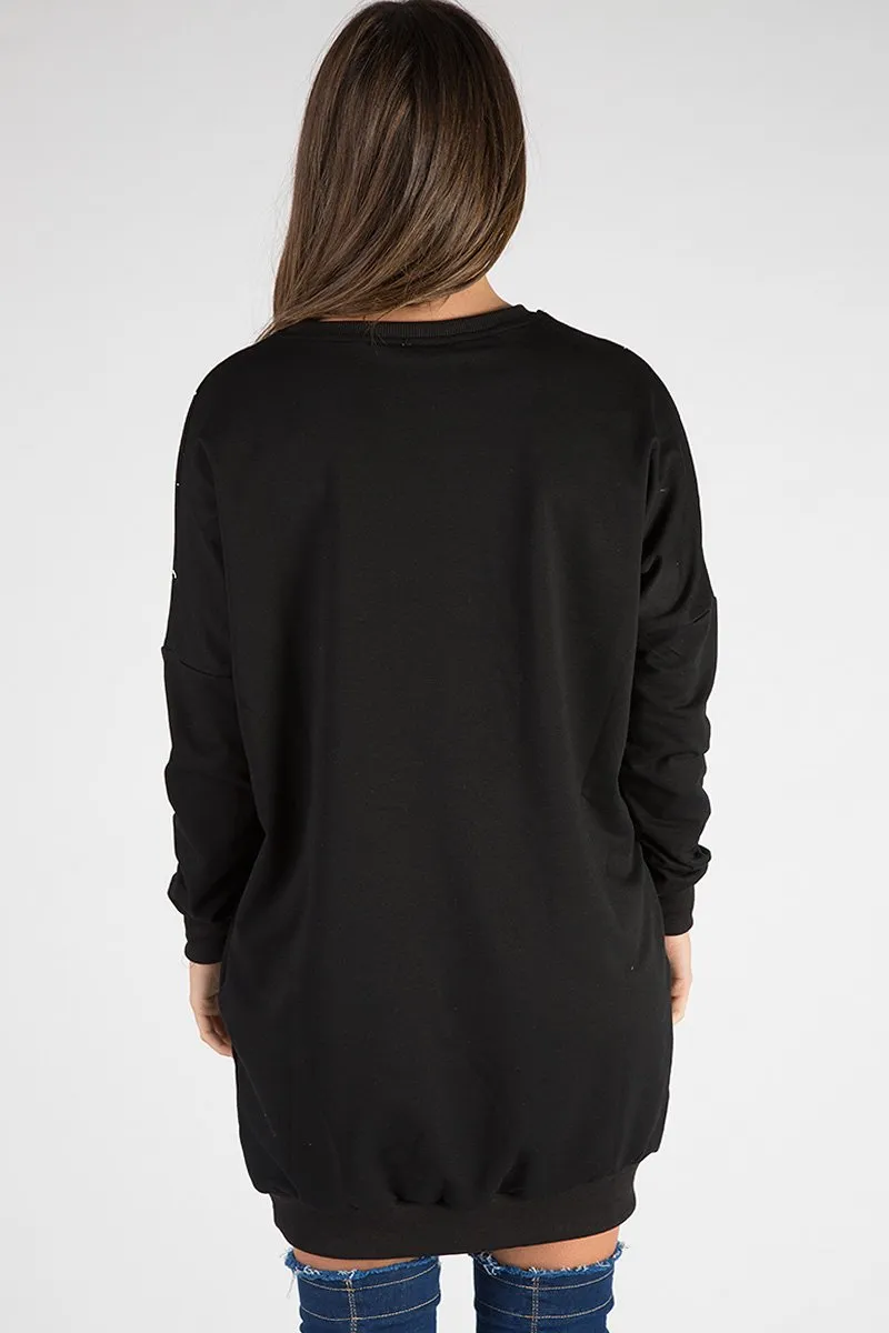 Black Paint Splatter Jumper Dress - Moxie
