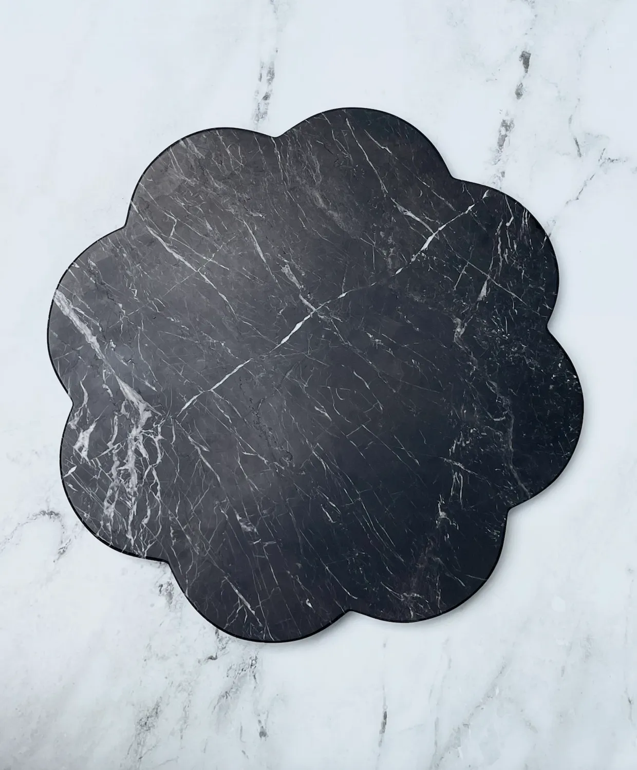 Black Scalloped Marble Serving Board