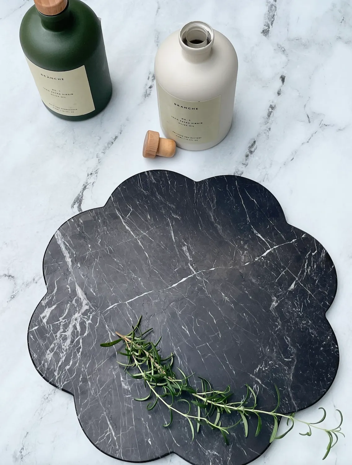 Black Scalloped Marble Serving Board