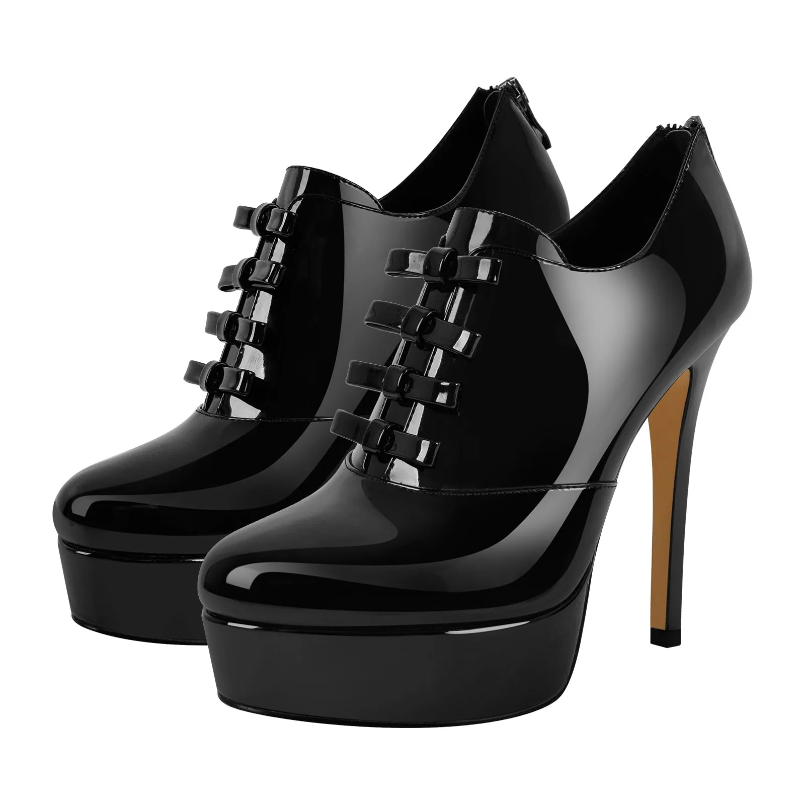 Bow Platform Back Zipper Stiletto Ankle Boots