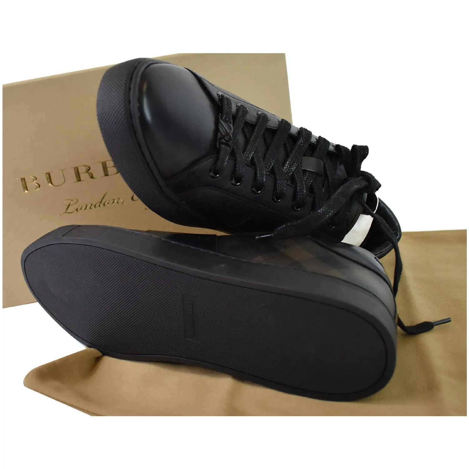 BURBERRY Ritson London Check Low Top Sneakers Black US 12