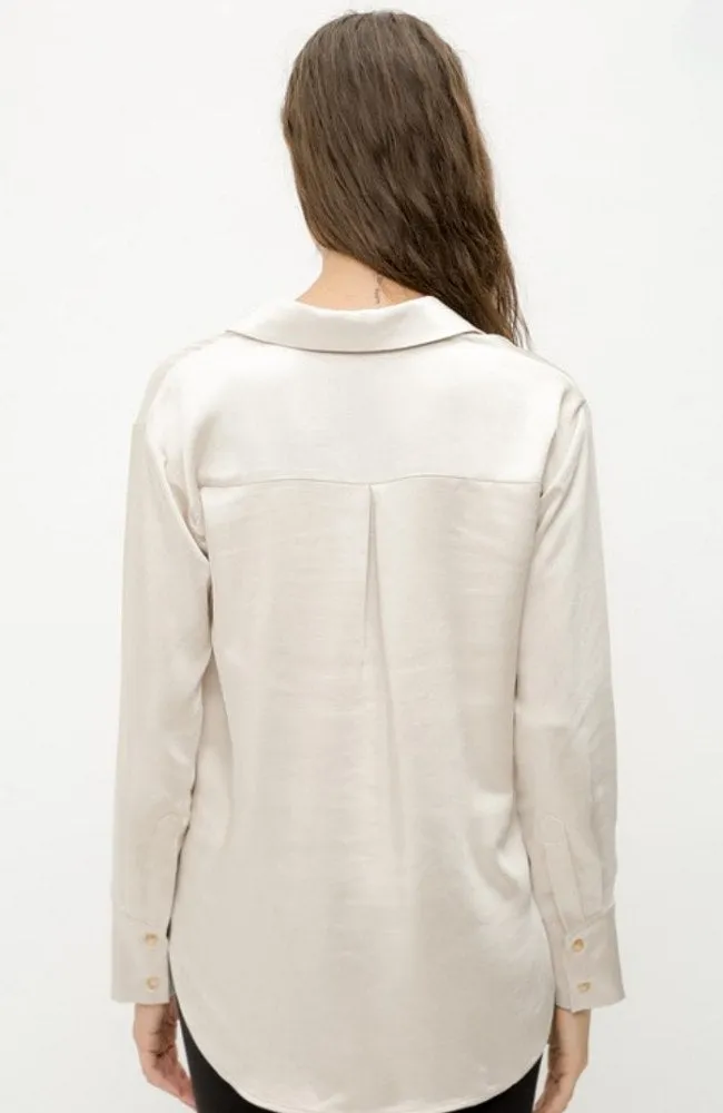 Button Down Satin Relaxed Shirt