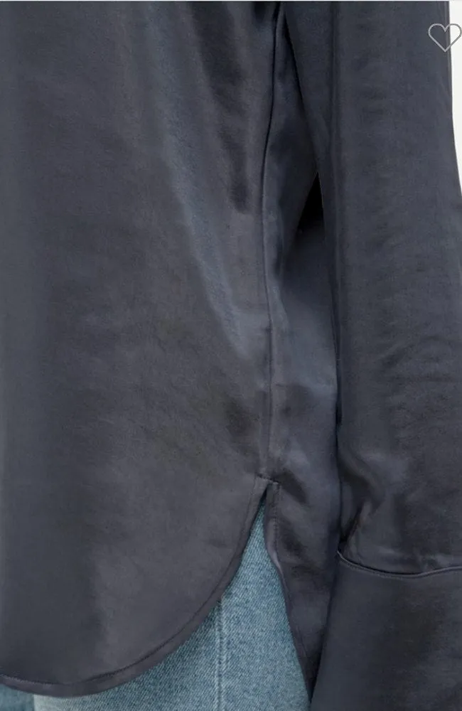 Button Down Satin Relaxed Shirt