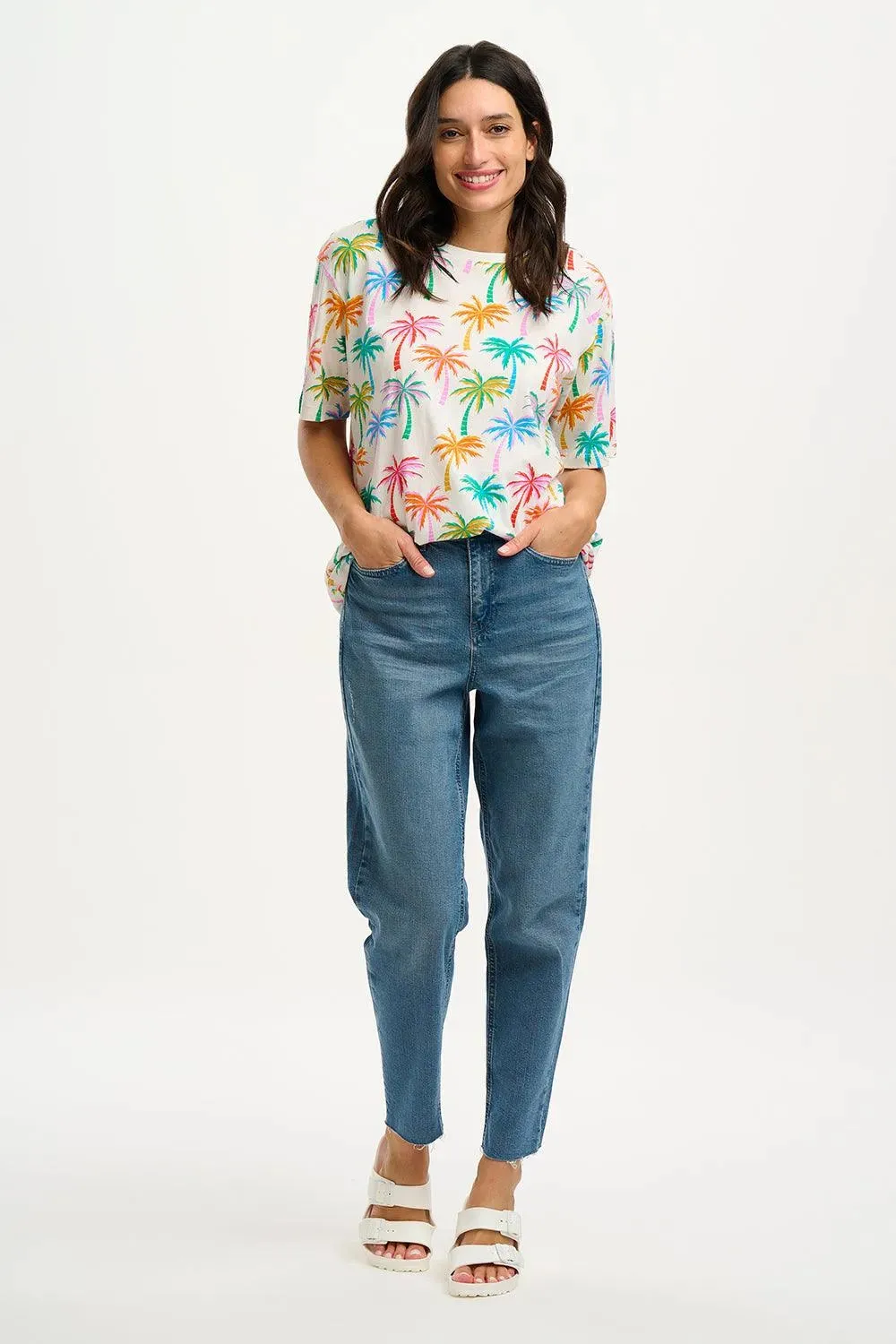 Camiseta Sugarhill Kinsley Relaxed Multi Rainbow Palms