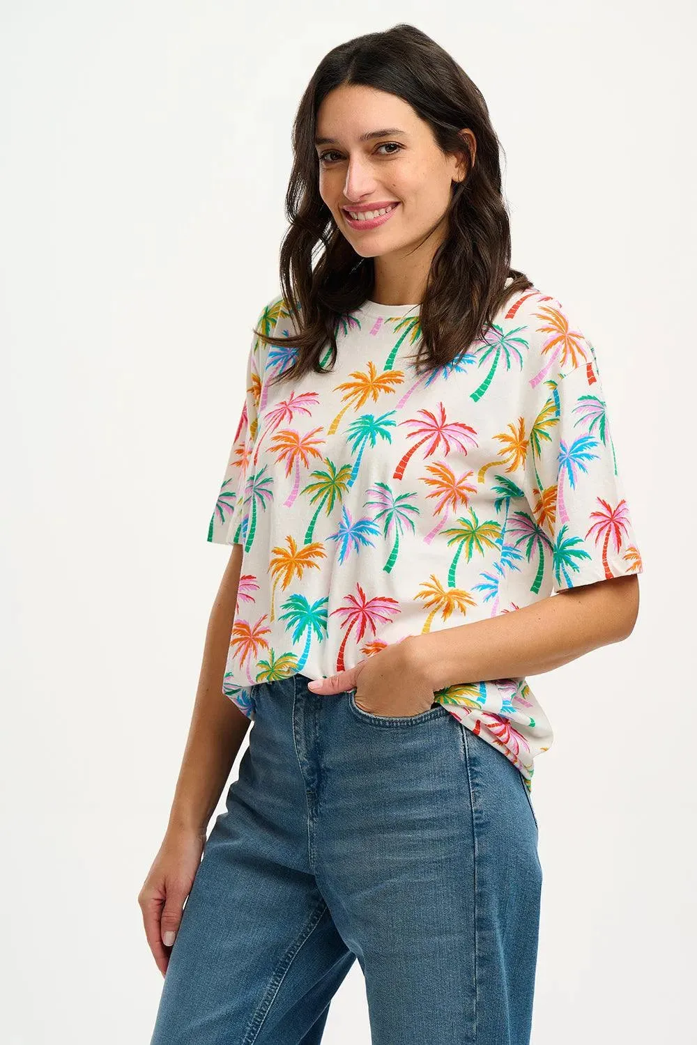 Camiseta Sugarhill Kinsley Relaxed Multi Rainbow Palms