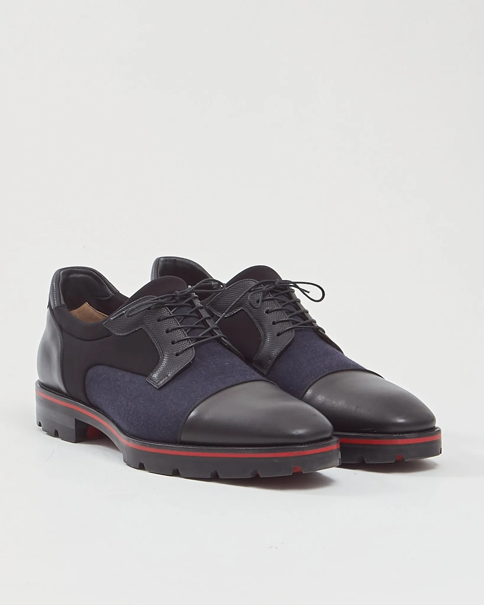 Christian Louboutin Blue Wool/Leather Mika Sky Flat Men’s Sneakers - 45