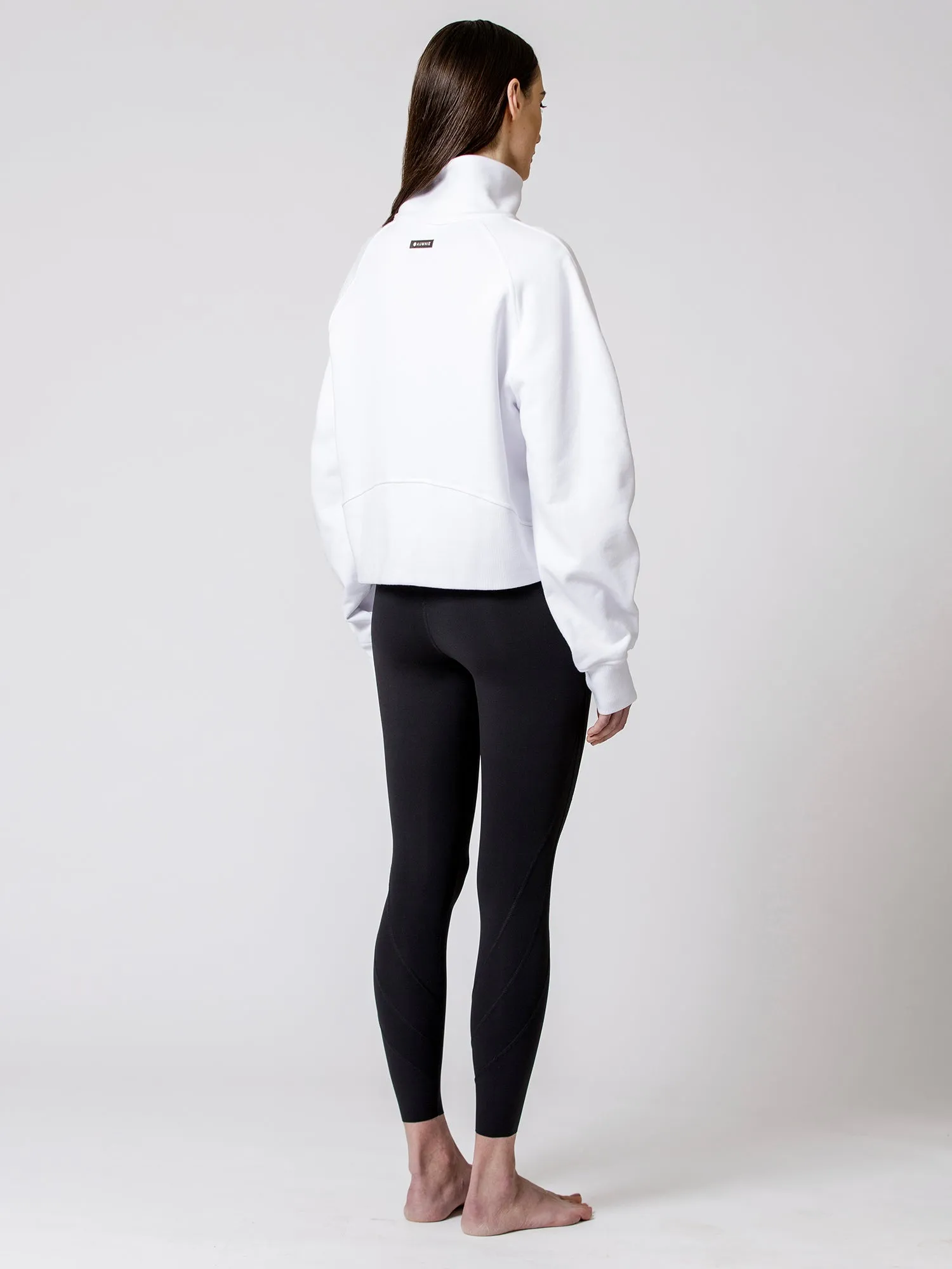 COLLARED HALF ZIP RELAXED SWEATSHIRT, WHITE