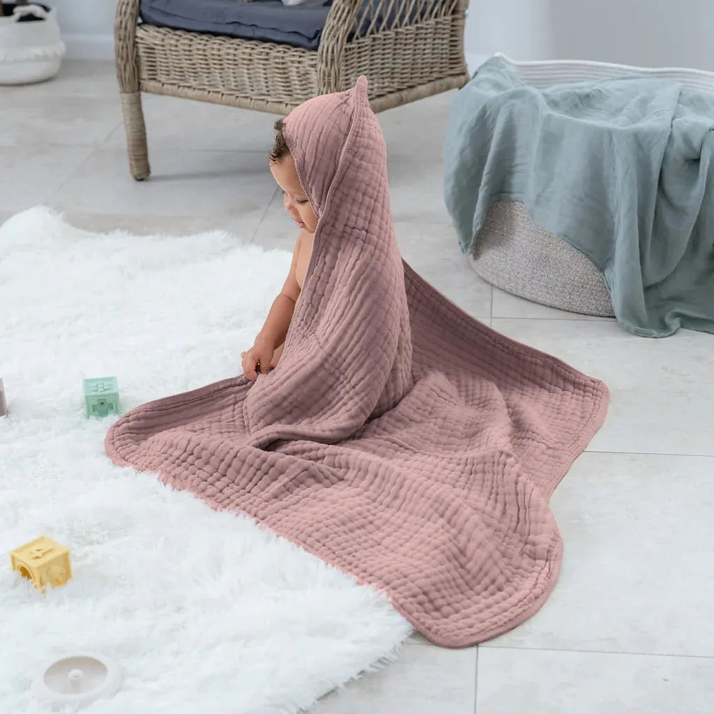 Comfy Cubs Muslin Hooded Towel - Mauve