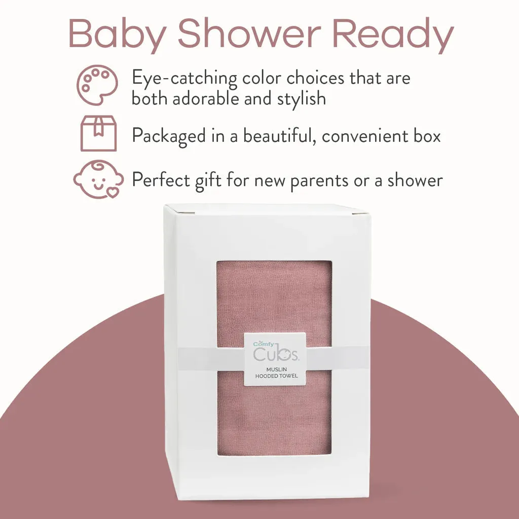 Comfy Cubs Muslin Hooded Towel - Mauve