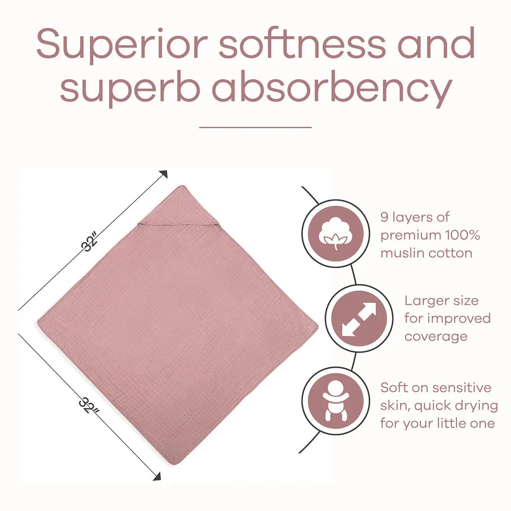 Comfy Cubs Muslin Hooded Towel - Mauve
