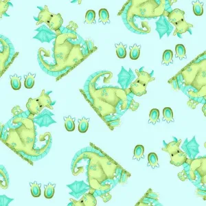 Comfy Flannel Dragons Blue 1037-11 BTY