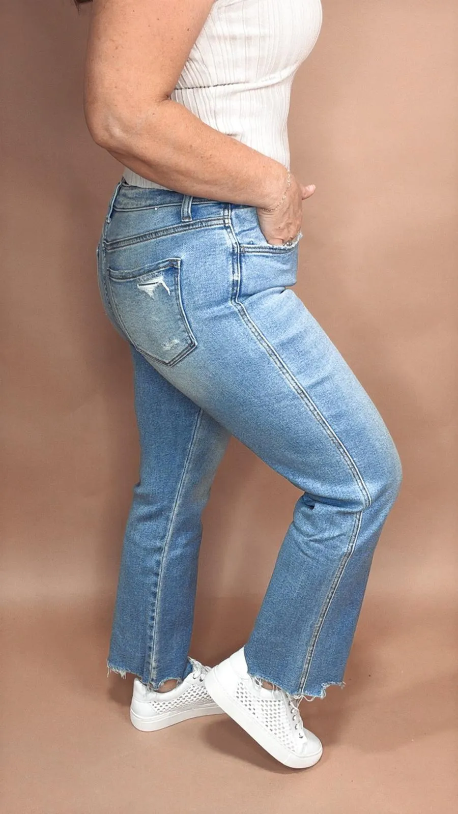 Comfy High Rise Straight Leg Jeans
