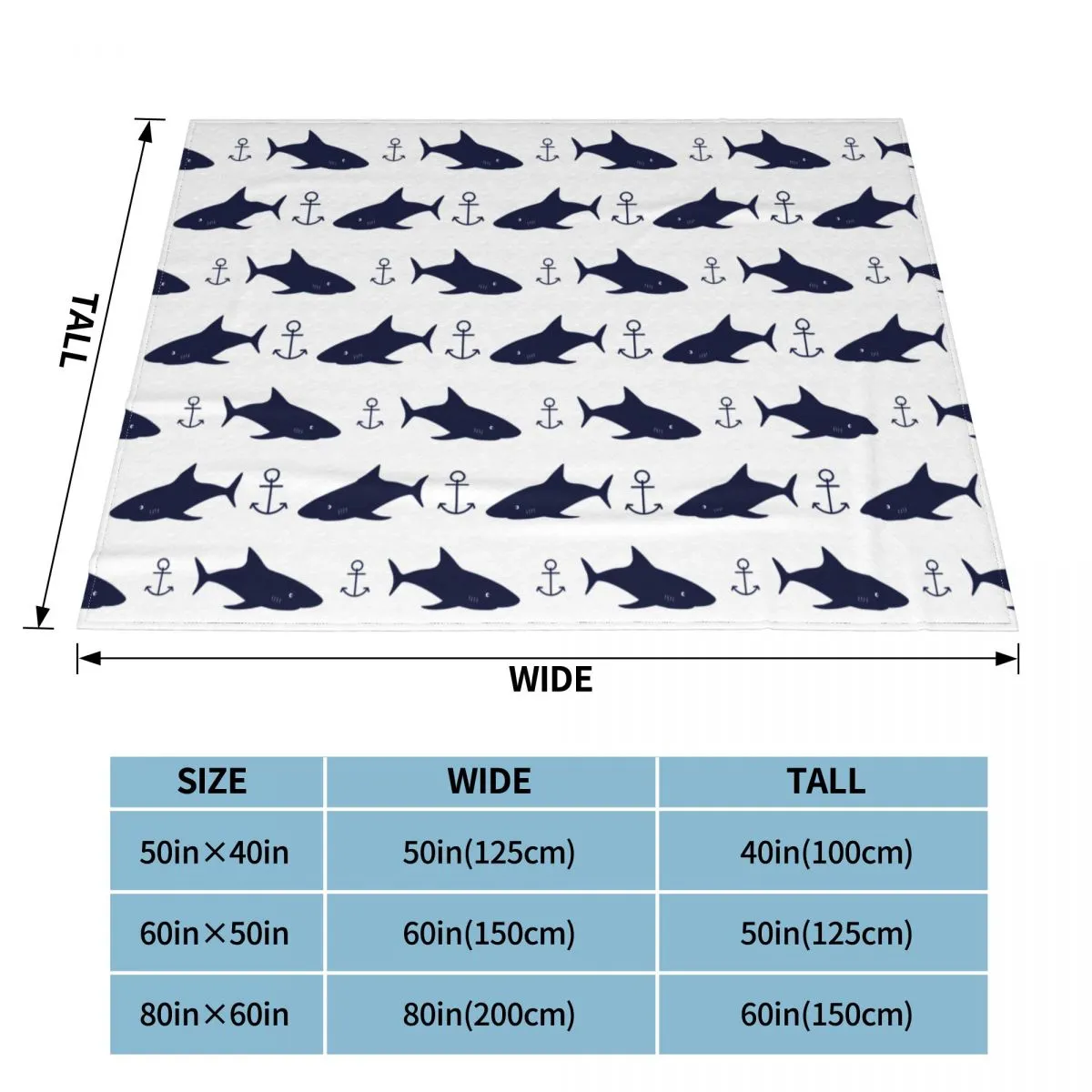 Comfy Sofa Blanket: Sharks & Anchor Print