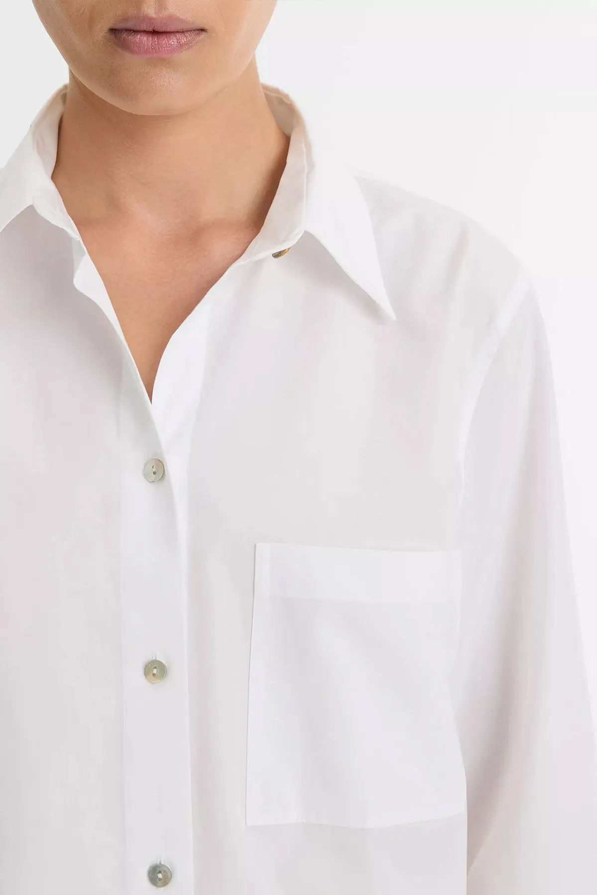 Cotton Relaxed Straight Shirt in Off-White