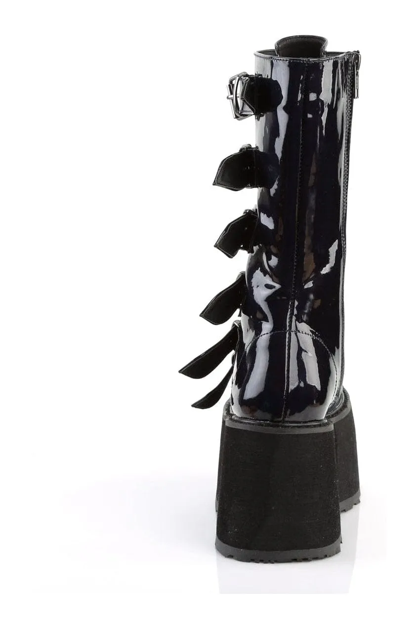 DAMNED-225 Black Hologram Patent Knee Boot