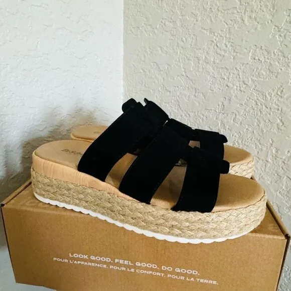 Dr. Scholl's Electric Platform Wedge Sandal, Cushioned, Black/Tan, Size 8, NWT