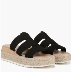 Dr. Scholl's Electric Platform Wedge Sandal, Cushioned, Black/Tan, Size 8, NWT