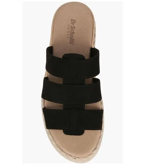Dr. Scholl's Electric Platform Wedge Sandal, Cushioned, Black/Tan, Size 8, NWT