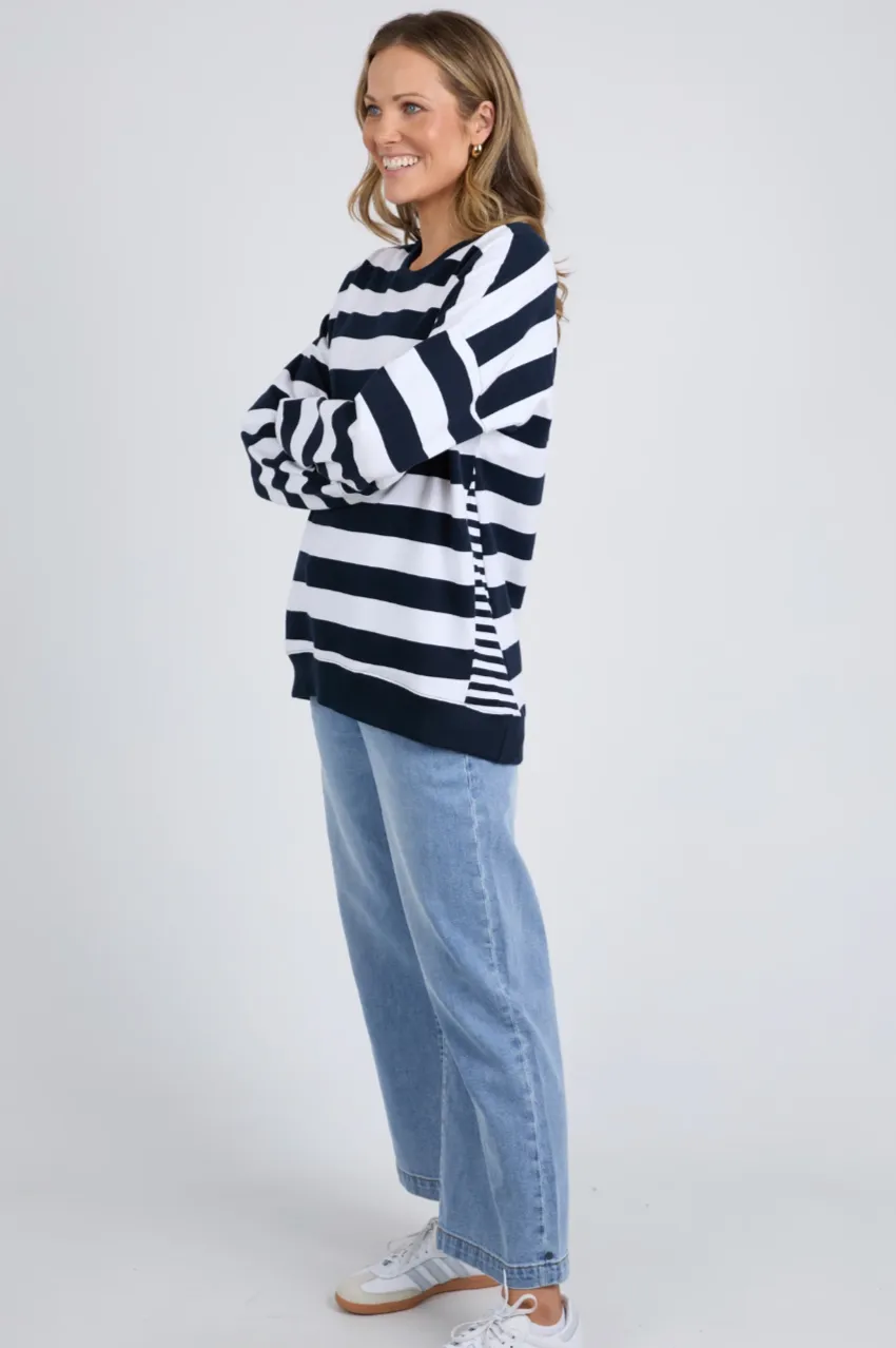 Elm Mill Crew - Navy/Wh Stripe