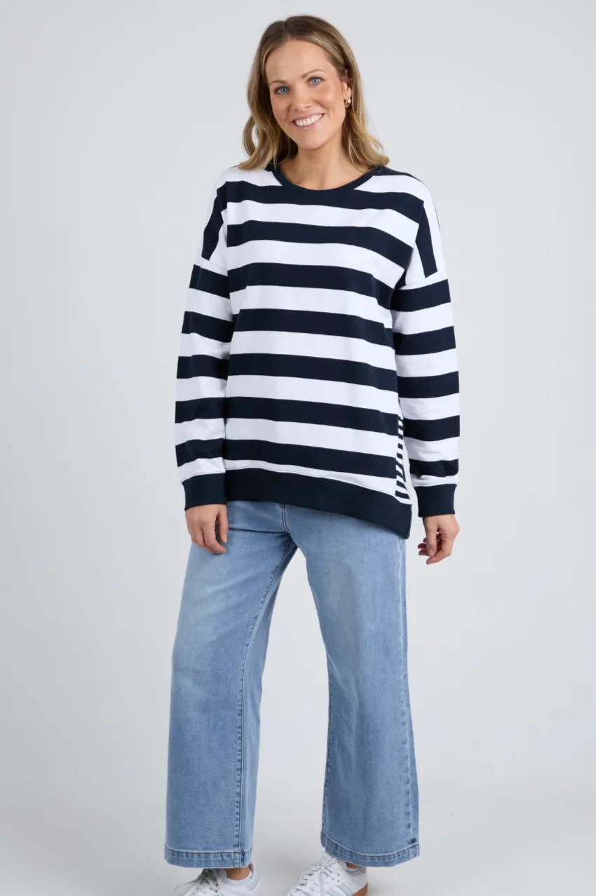 Elm Mill Crew - Navy/Wh Stripe