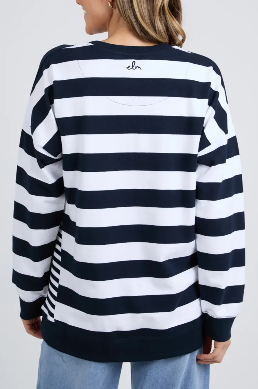 Elm Mill Crew - Navy/Wh Stripe