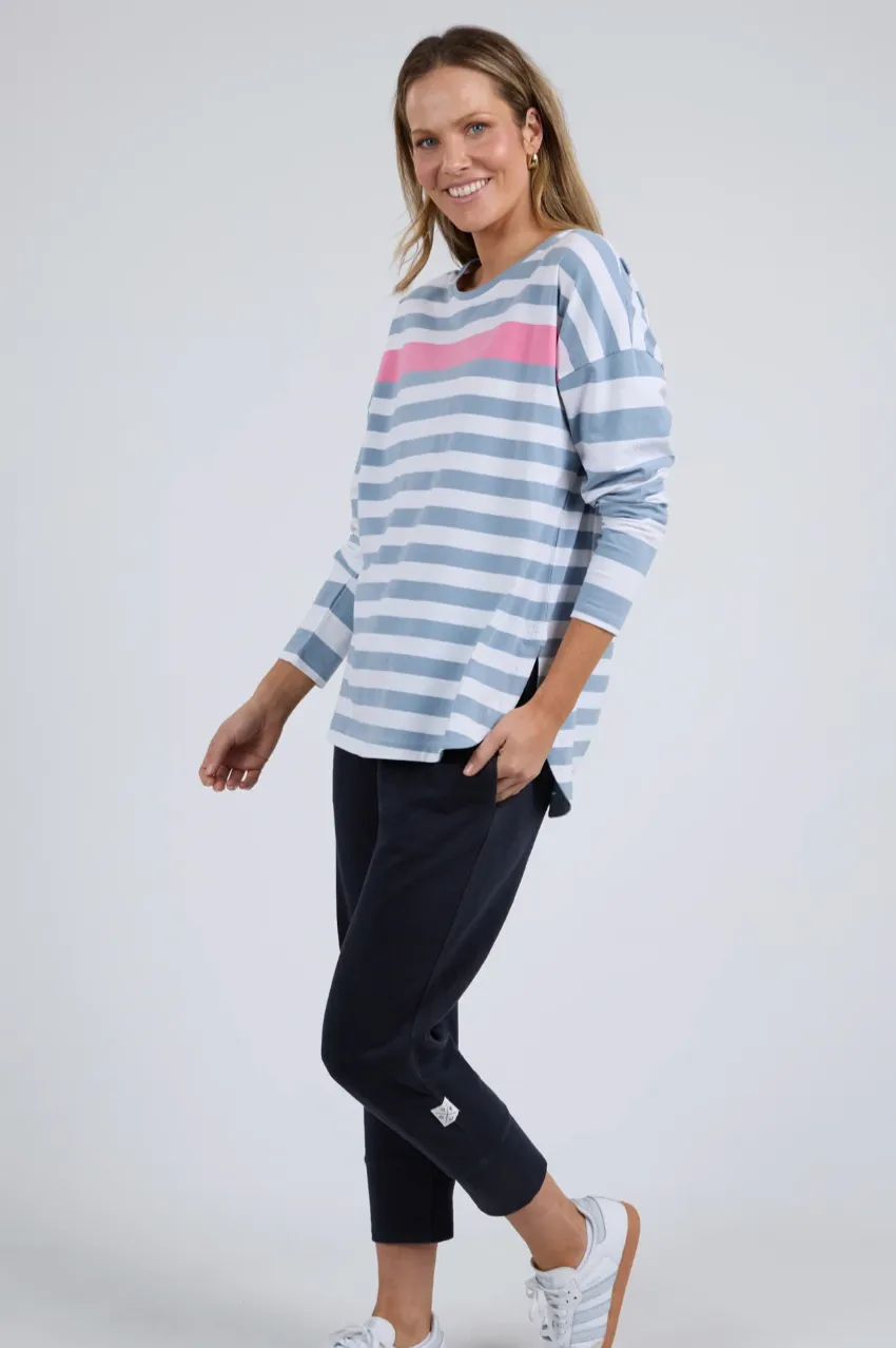 Elm Queue L/S Tee - Blue Stripe