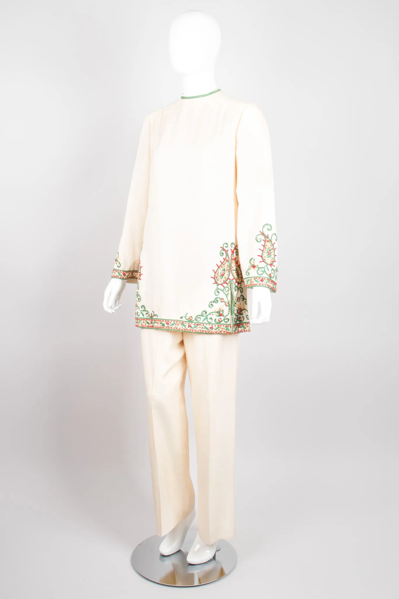 Embellished Silk Tunic & Pant Set