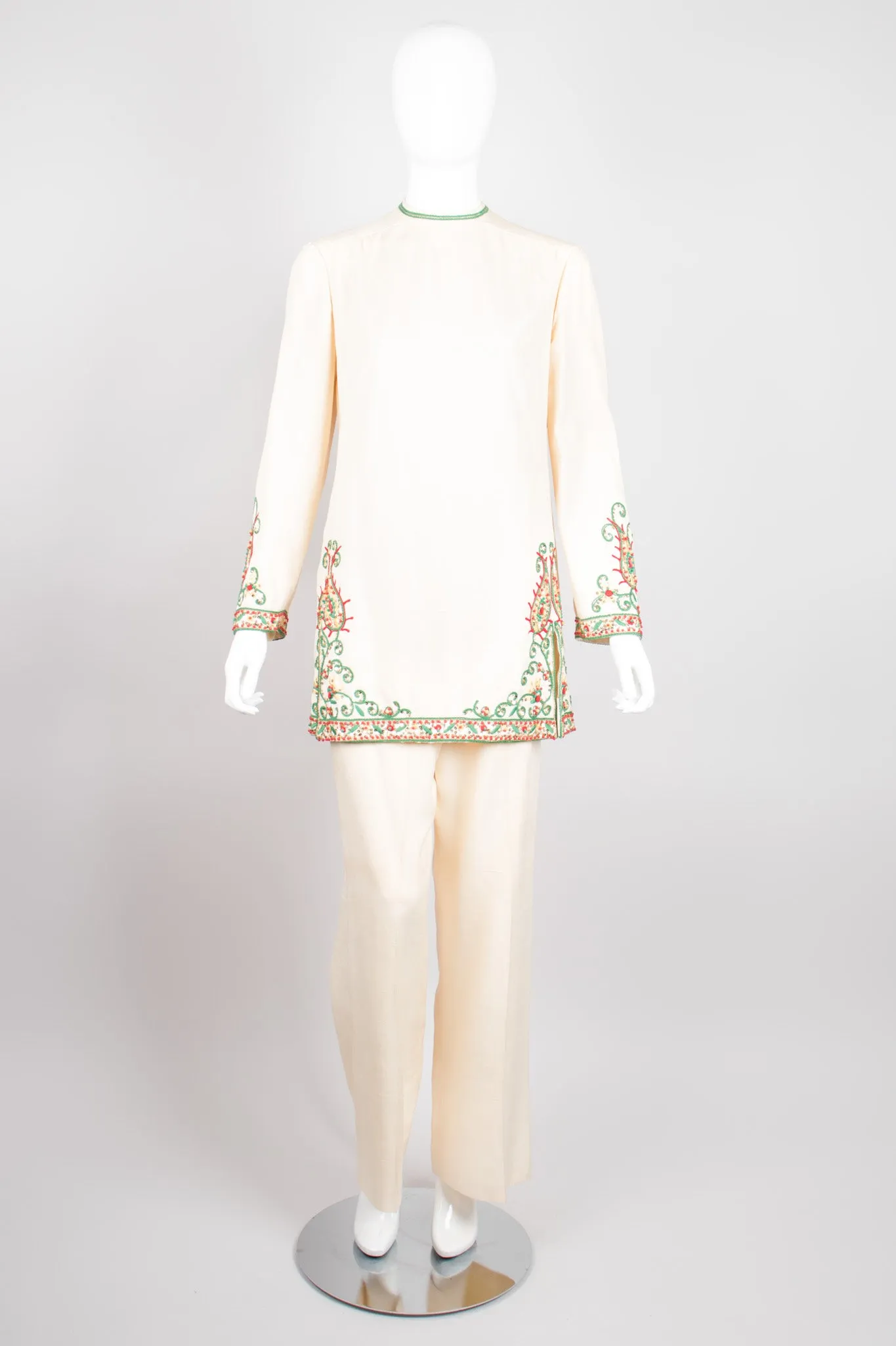 Embellished Silk Tunic & Pant Set