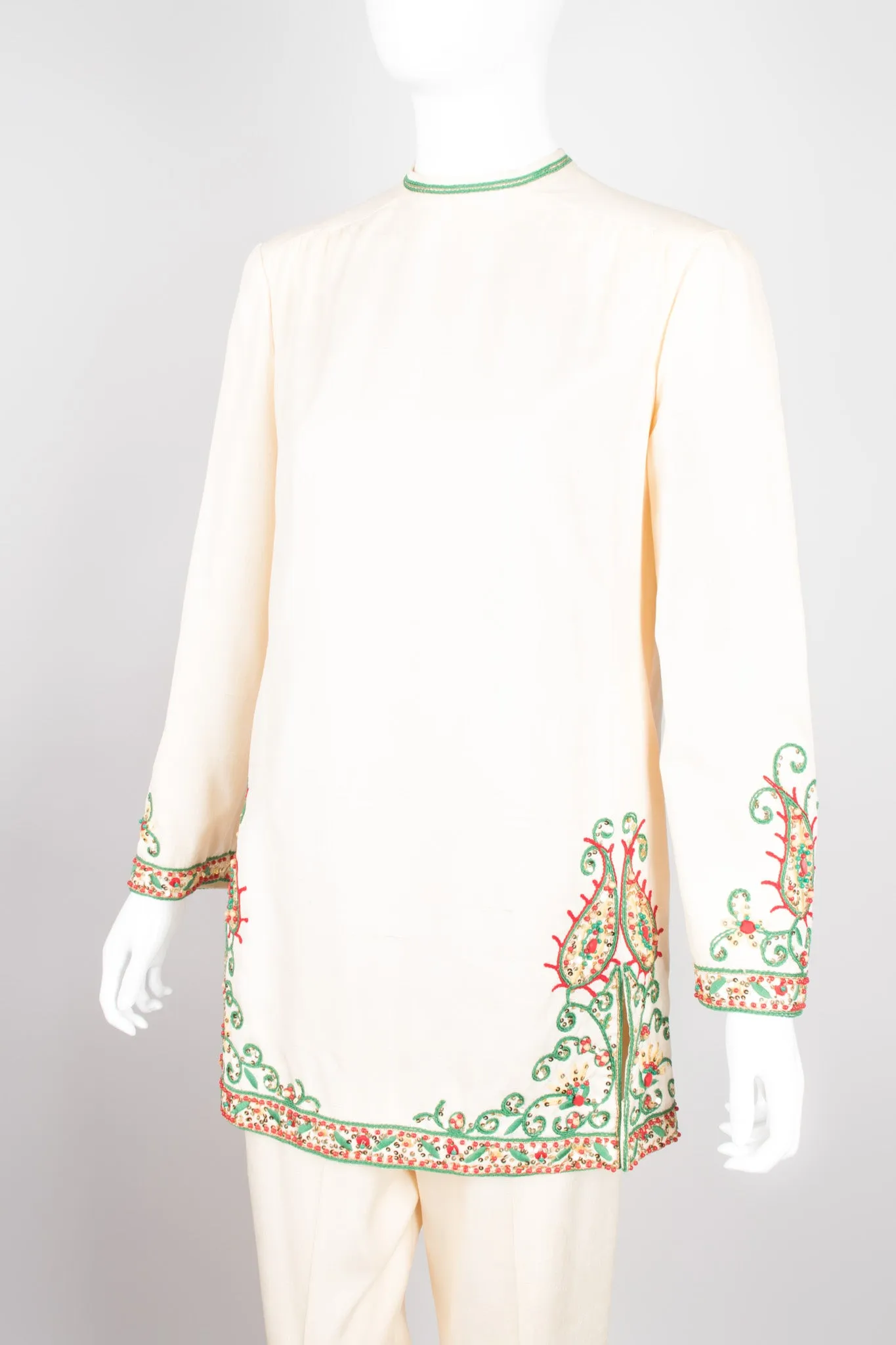 Embellished Silk Tunic & Pant Set