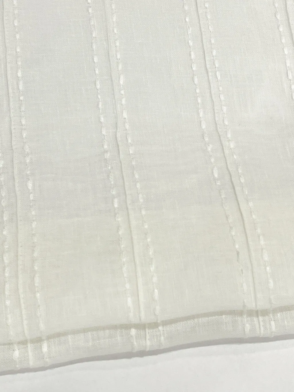 Embroidery Dot and Texture Stripe Blend sheer Linen Flat Roman Shade, Window treatment/CL1126