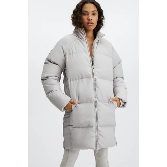 Fabletics Storm Puffer Coat II Ash Long Winter Jacket Women's XS
