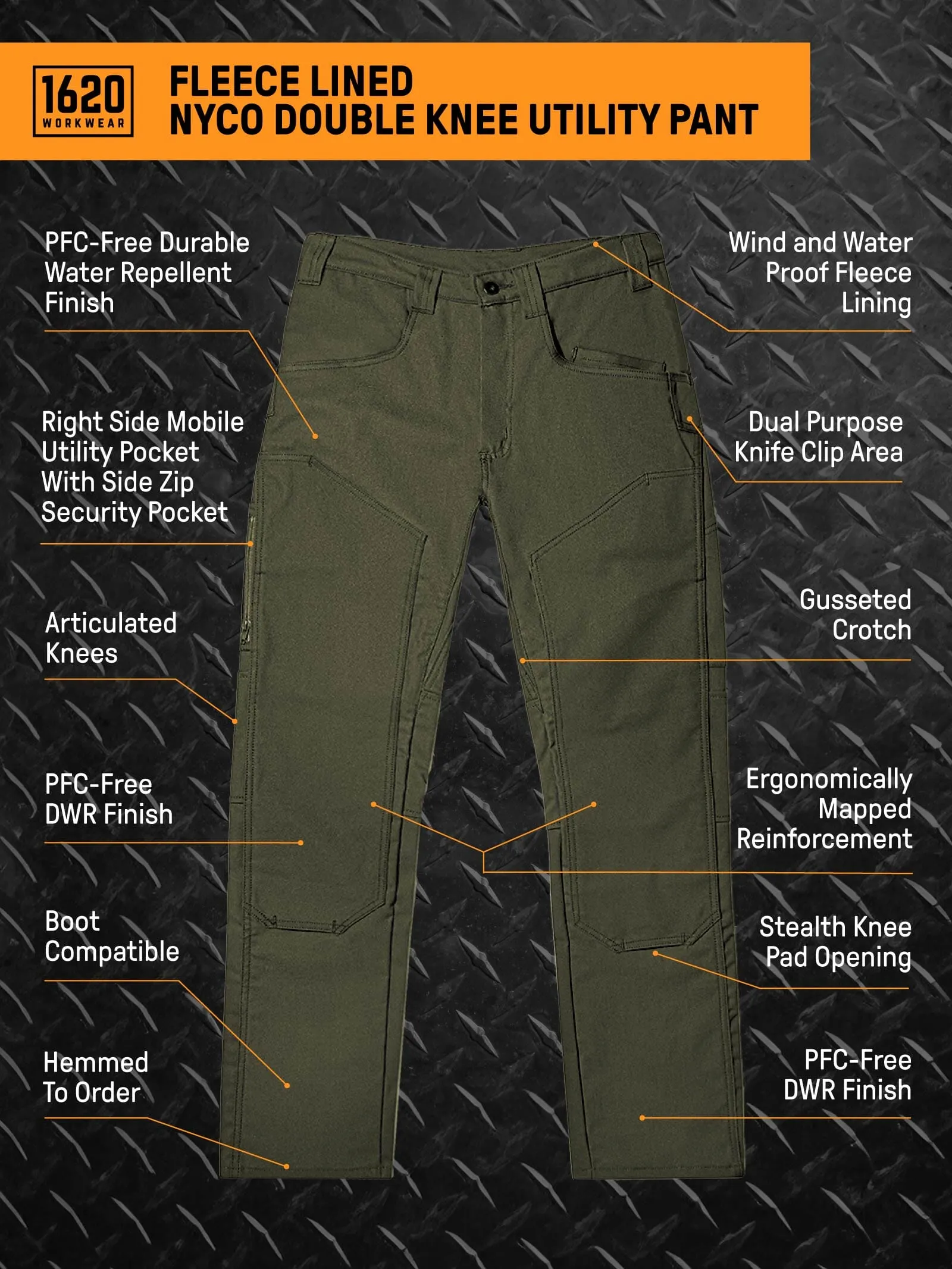 Fleece Lined NYCO Double Knee Utility Pant