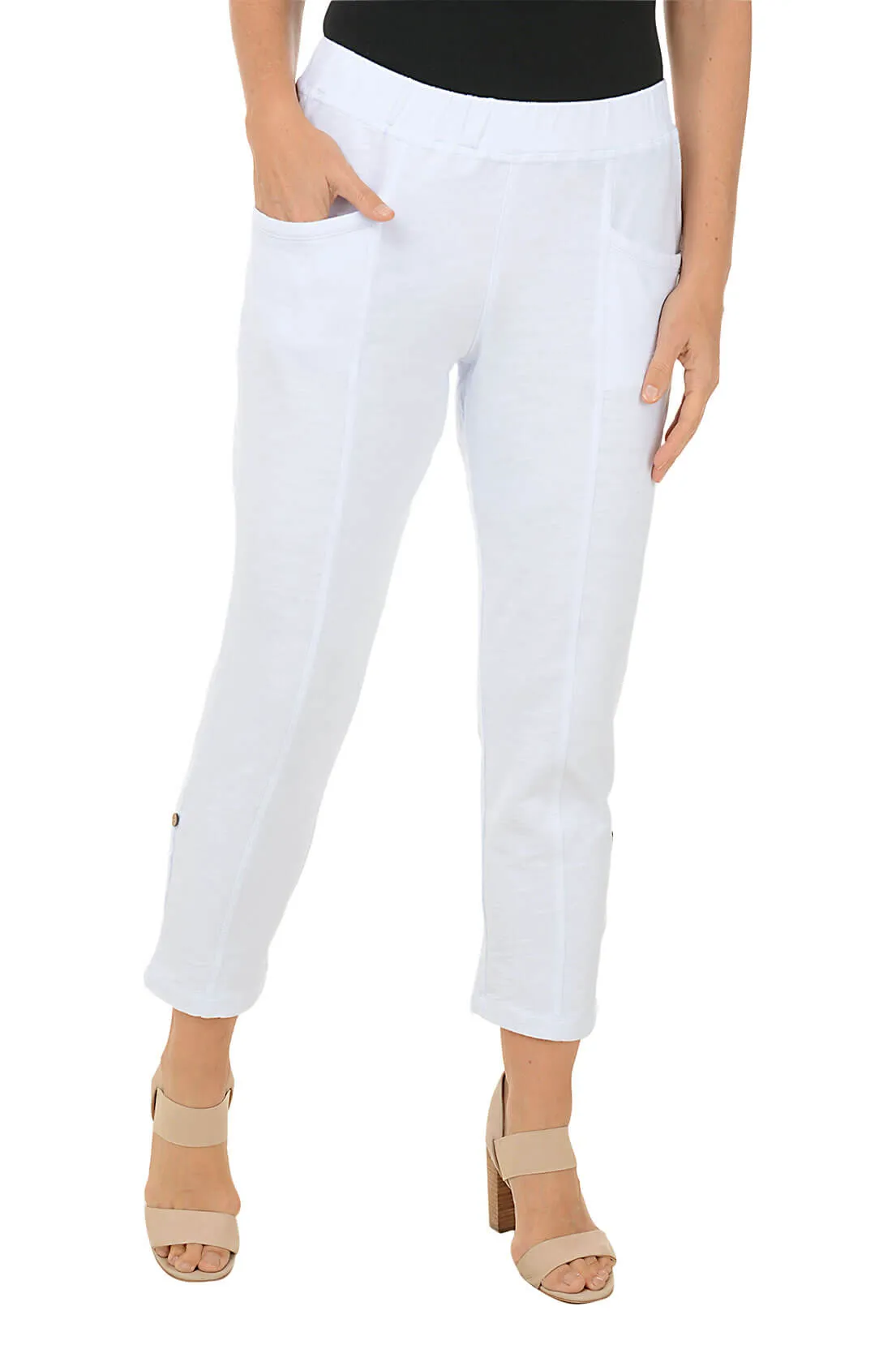 French Terry Roll Tab Relaxed Ankle Pant