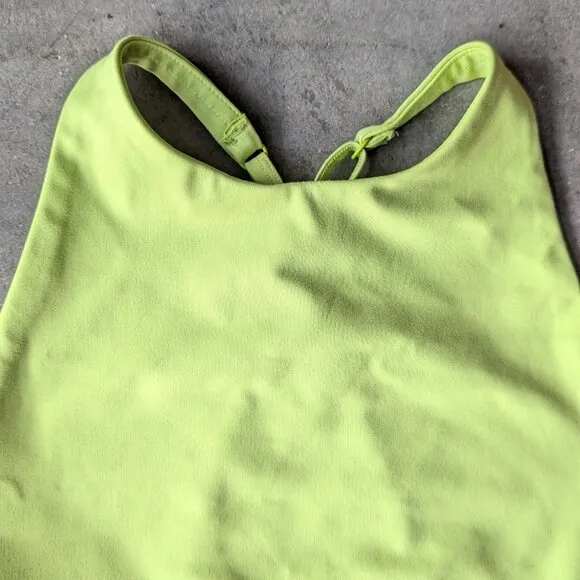 Girlfriend Collective Lime Green Topanga Halter Bra small crop top